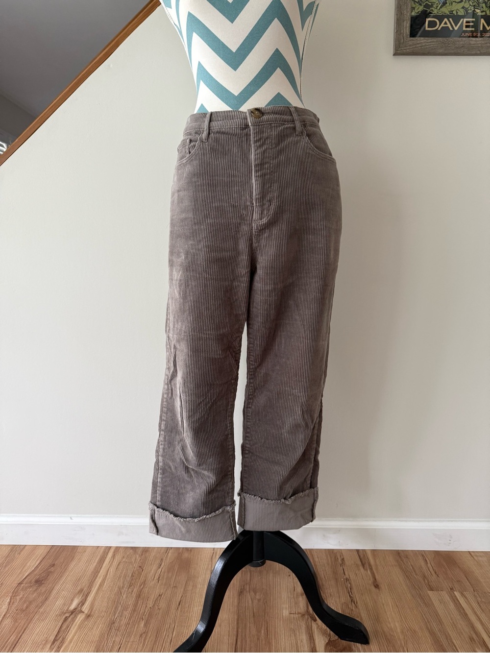 LOFT Taupe Corduroy Relaxed Crop Pants